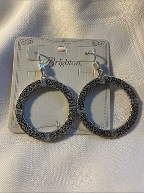 Brighton Antique Silver Filigree Round Drop Earrings
